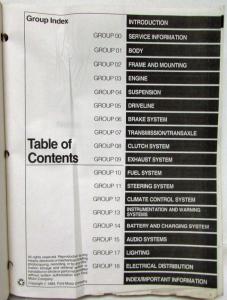 1995 Lincoln Town Car Ford Crown Victoria Mercury Grand Marquis Service Manual