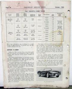 1960 Chevrolet Service News 1961 Features & Service Changes Vol 32 N 10 Tech Bul