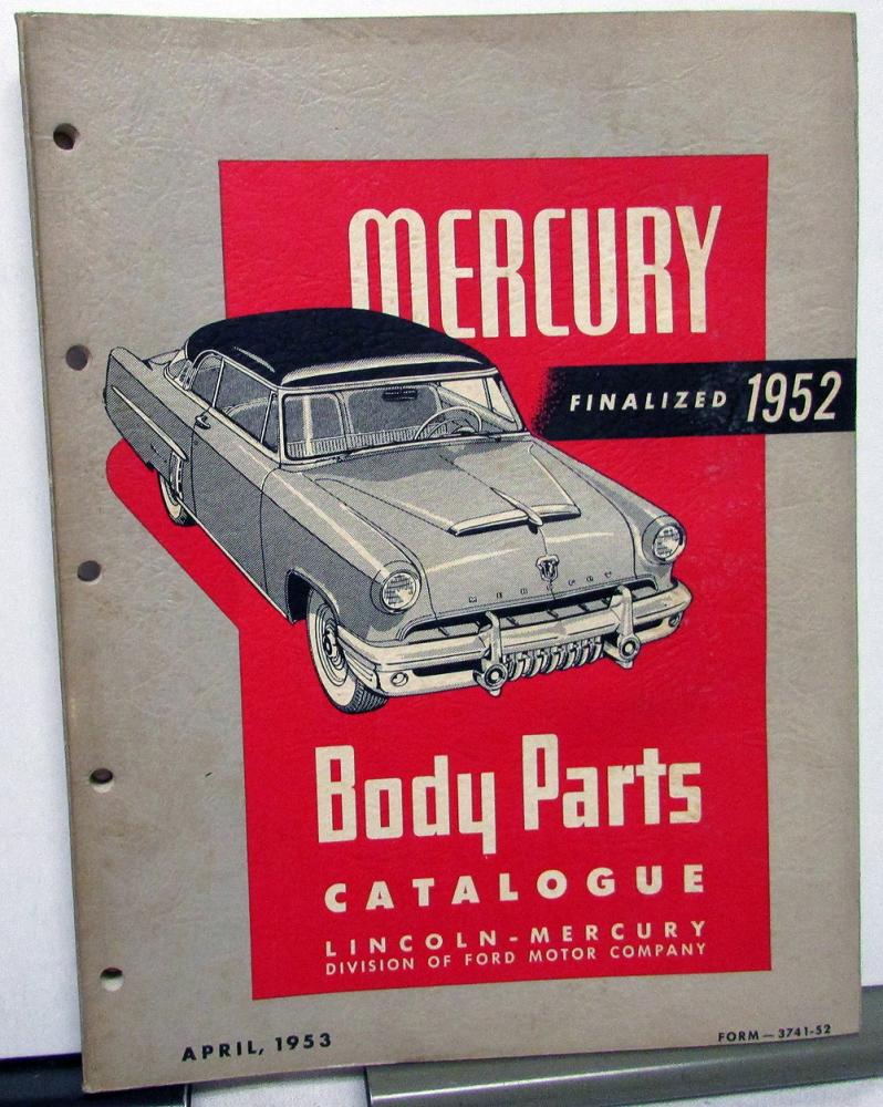 1952 Mercury Dealer Body Parts Book Catalog Monterey Coupe Sedan Station Wagon