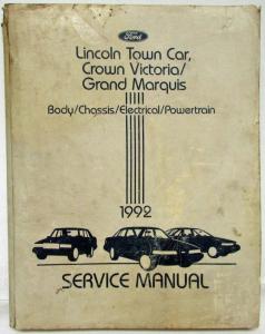 1992 Lincoln Town Car Ford Crown Victoria Mercury Grand Marquis Service Manual