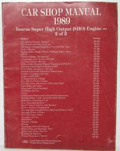 1989 Ford Taurus SHO Mercury Sable Service Shop Manual 2 Vol Set