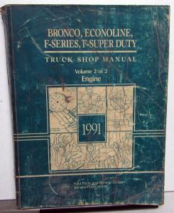 1991 Ford Bronco Econoline F-Series F-Super Duty Service Shop Manual Engine Only
