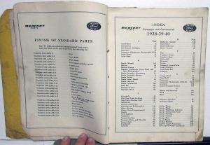 1938-1940 Ford & Mercury Dealer Chassis Parts Price List Catalog Book Car Truck