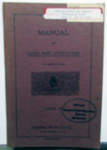 1918 1919 Cadillac Owners Manual Original Type 57 Rare Care and Operation Orig