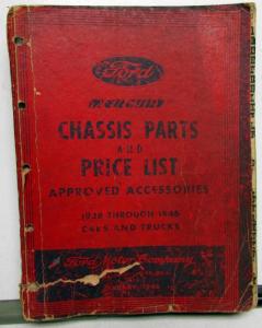 1938-1946 Ford Mercury Dealer Chassis Parts Book Price List Accessories Catalog