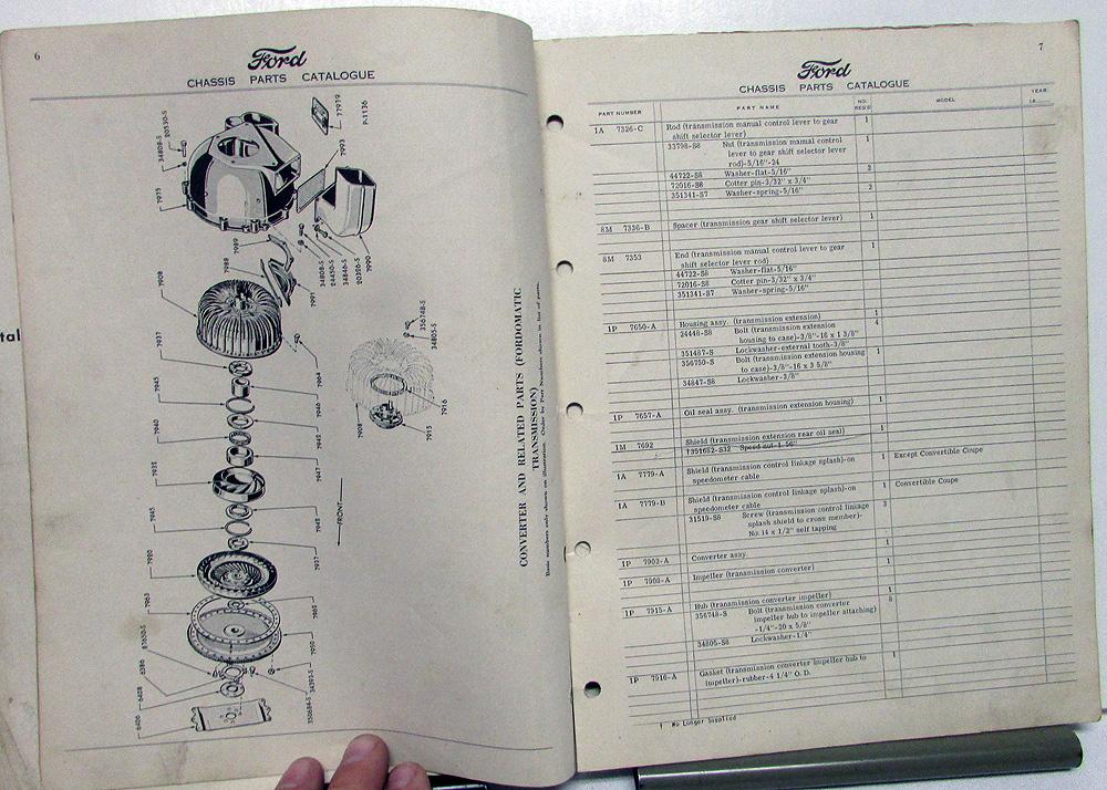 1950 1951 Ford Dealer Parts Catalog Book Fordomatic Drive Trans