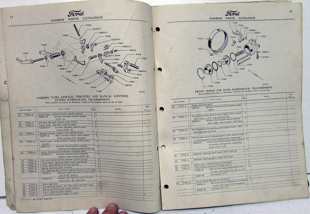 1950 1951 Ford Dealer Parts Catalog Book Fordomatic Drive Trans