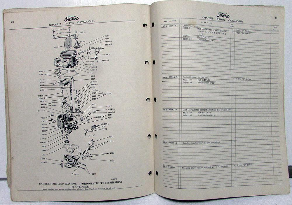 1950 1951 Ford Dealer Parts Catalog Book Fordomatic Drive Trans