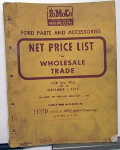 1928-1952 Ford Dealer Parts Accessories Wholesale Net Price List Book FoMoCo