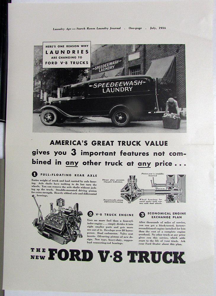 1934 Ford Speedeewash Laundry Panel Truck Ad Proof