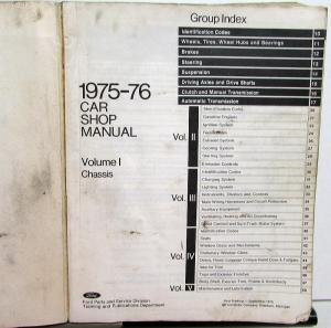 1975-1976 Ford Car Service Shop Repair Manual 5 Vol Set Mustang Cougar Mark IV