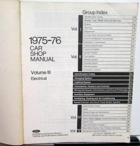 1975-1976 Ford Car Service Shop Repair Manual 5 Vol Set Mustang Cougar Mark IV