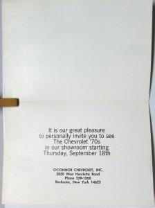 1970 Chevrolet Invitation OConner Dealership Rochester NY Sales Folder Original