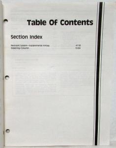 1986 Ford Tempo Mercury Topaz Airbag Restraint System Service Manual Supplement