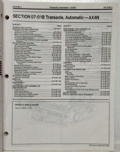 1994 Ford Taurus Mercury Sable Section 07-01B Transaxle Auto AX4N Service Manual