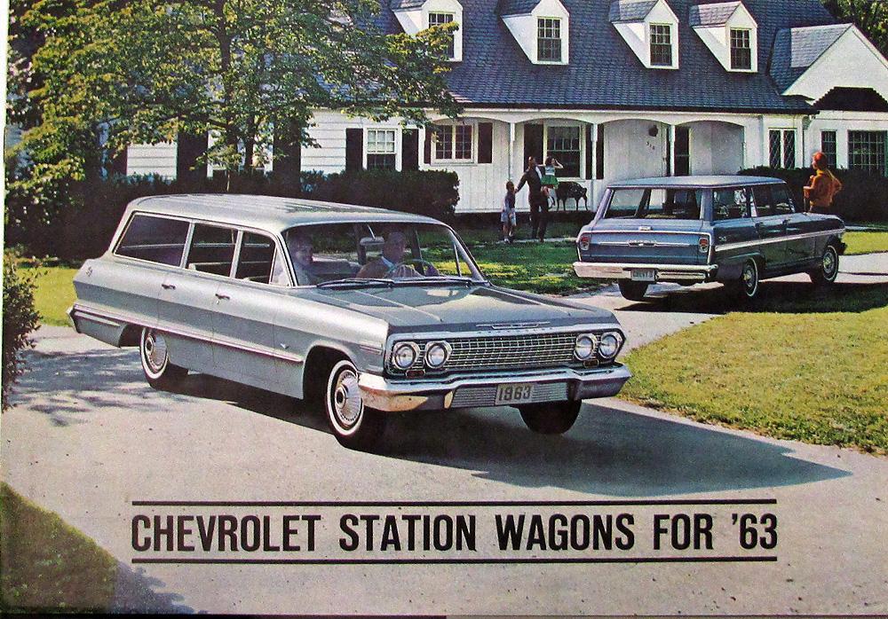 1963 Chevy Wagon Impala Nova 400 Chevy II Biscayne Belair Sales Brochure Rev 1