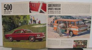 1963 Chevy Corvair Monza Spyder 700 500 Greenbrier Wagon Sales Brochure REV 1