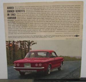 1963 Chevy Corvair Monza Spyder 700 500 Greenbrier Wagon Sales Brochure REV 1
