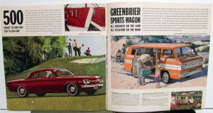 1963 Chevy Corvair Monza Spyder 700 500 Greenbrier Wagon Sales Brochure REV 1