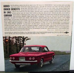 1963 Chevy Corvair Monza Spyder 700 500 Greenbrier Wagon Sales Brochure REV 1