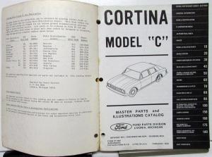 1967-1970 Ford Cortina Dealer Master Parts & Illustrations Catalog Book Model C