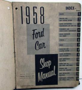 1958 Ford Car Service Shop Repair Manual Fairlane 500 Custom Original