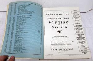1939 & Earlier Pontiac & Oakland Master Parts Book Catalog Coupe Sedan Touring