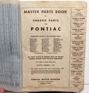 1942 & Earlier Pontiac Chassis Parts Book Catalog Chieftain Streamliner Torpedo