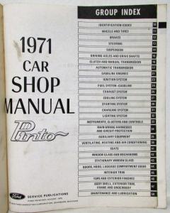 1971 Ford Pinto Service Shop Repair Manual