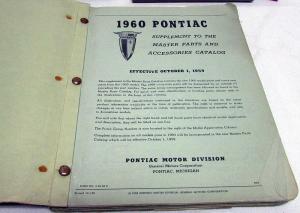 1960 Pontiac Master Parts Catalog Book Supplement Catalina Ventura Bonneville