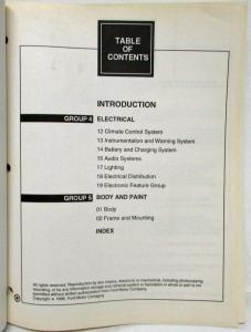 1999 Ford Motor Company Mercury Villager Service Shop Repair Manual 2 Vol Set