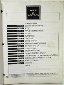 1998 Ford Motor Company Mercury Villager Service Shop Repair Manual