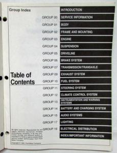 1996 Ford Motor Company Mercury Villager Service Shop Repair Manual