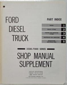 1963 Ford Diesel Truck 3500-7000 Series Service Shop Repair Manual Supplement