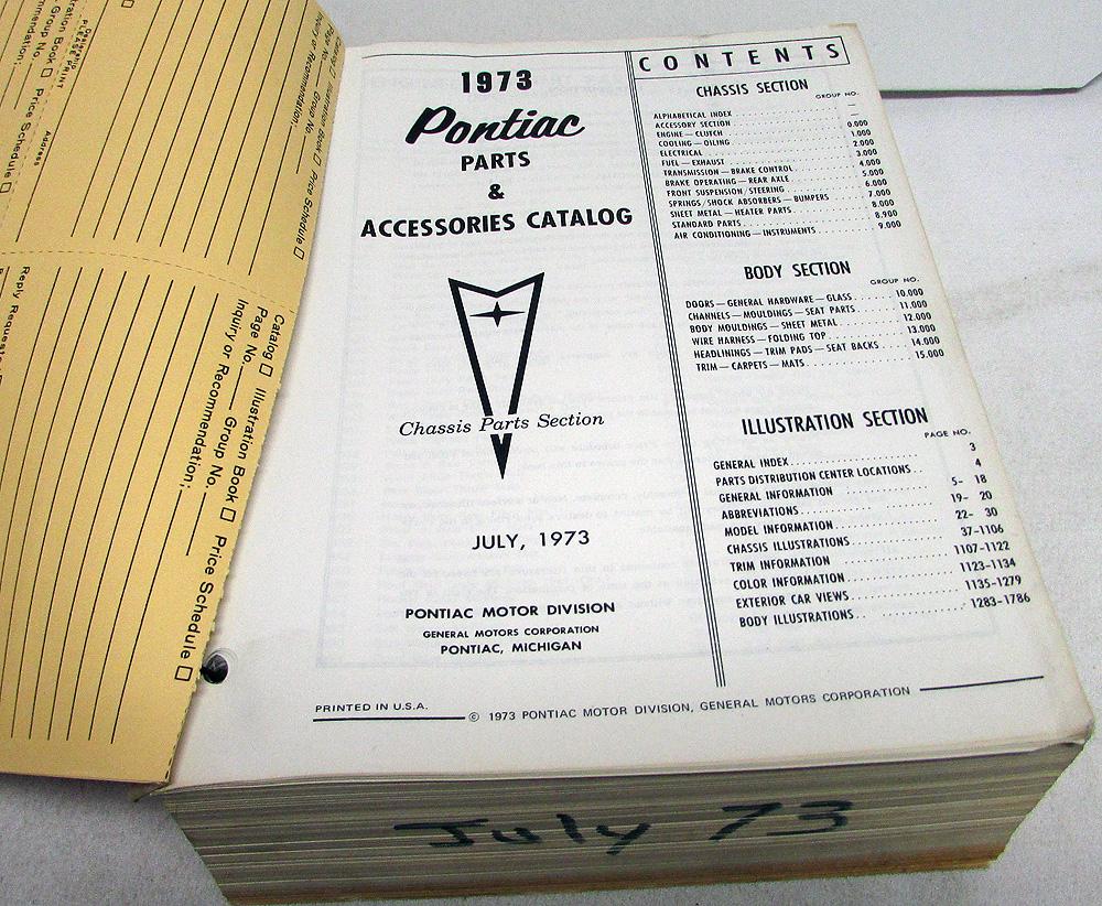 19551973 Pontiac Dealer Chassis & Body Parts & Accessories Catalog