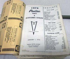 1974 Pontiac Dealer Parts & Accessories Catalog Book Text Firebird Grand Prix