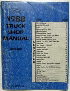 1988 Ford Aerostar Truck Service Shop Repair Manual