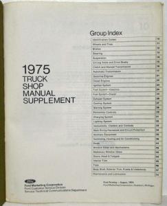 1975 Ford Truck Service Shop Repair Manual Supplement