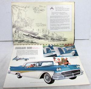 1958 Ford Fairlane & 500 Oversized Sales Brochure Orig Yellow Gray Car Dtd 9 57