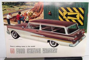 1958 Ford Station Wagons Country Squire Del Rio Ranch XL Sales Brochure Dtd 9 57