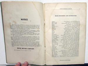 1920 Buick Six Cylinder Owners Manual Reference Book 44 45 46 47 49 50 Series