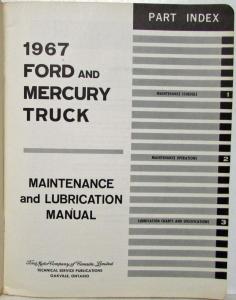 1967 Ford Truck Maintenance & Lubrication Service Shop Manual - Canadian