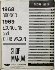 1968 Ford Bronco 1969 Econoline & Club Wagon Service Shop Manual