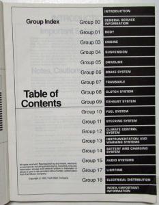 1993 Ford Motor Company Mercury Villager Service Shop Repair Manual