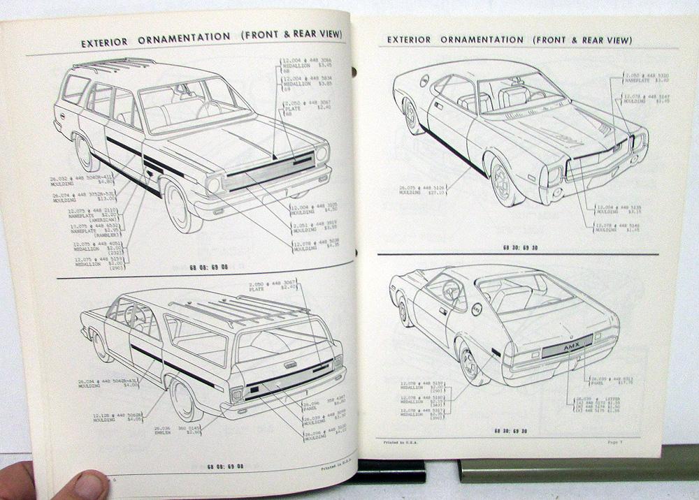 19681972 American Motors AMC Collision Parts Catalog Book AMX Javelin
