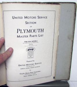 1928-1933 Plymouth Dealer Master Parts List Final Edition Four Six Coupe Sedan