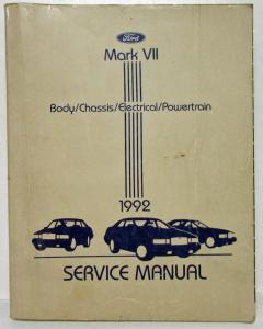 1992 Lincoln Mark VII Service Shop Repair Manual from Ford Motor Company