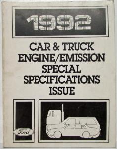 1992 Ford Car & Truck Engine Emission Special Specifications Issue Shop Manual