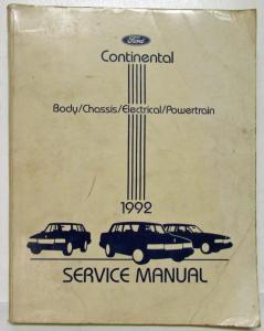 1992 Lincoln Continental Service Shop Repair Manual by Ford Motor Company