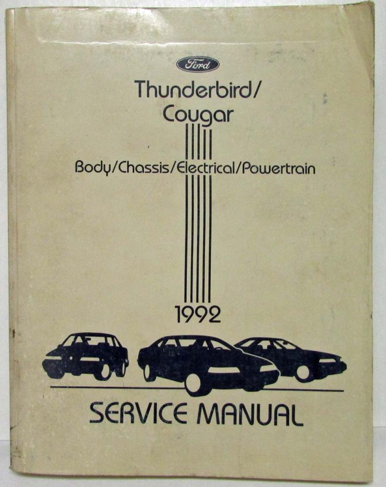 1992 Ford Thunderbird Mercury Cougar Service Shop Repair Manual